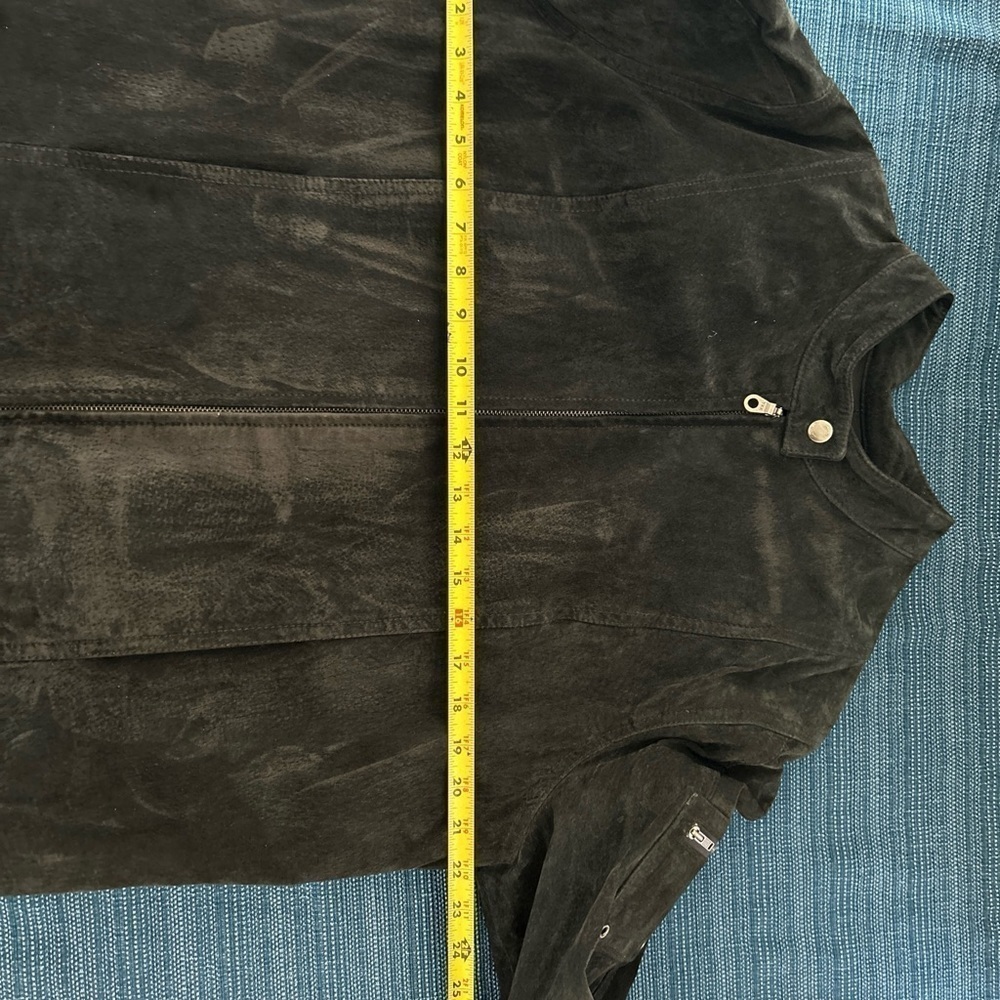 I.E.Relaxed Size XL Black Suede Leather Riding Jacket Coat - Picture 7 of 8